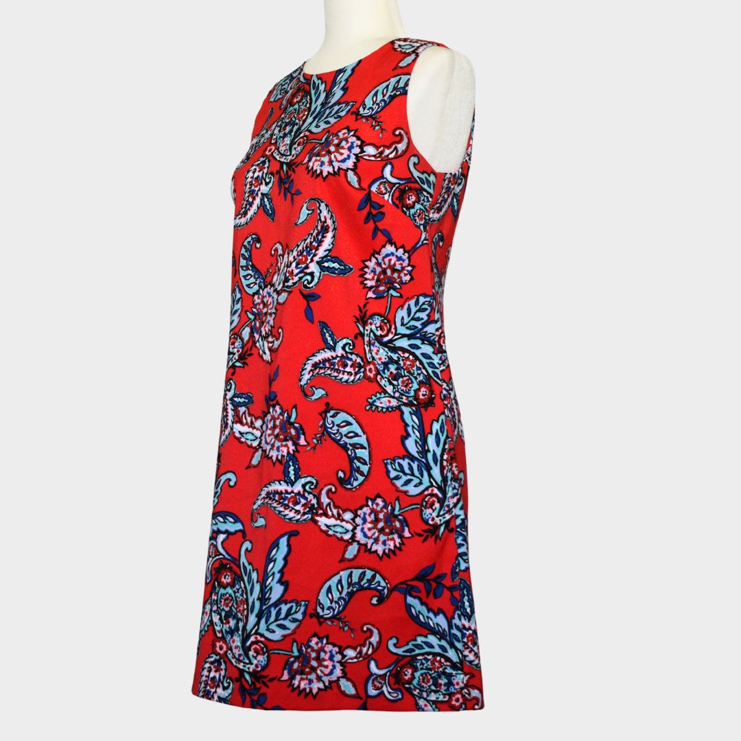 Roz & Ali Red Paisley Shift Dress Sleeveless Pockets Floral Summer Size 6p — image 2 of 8